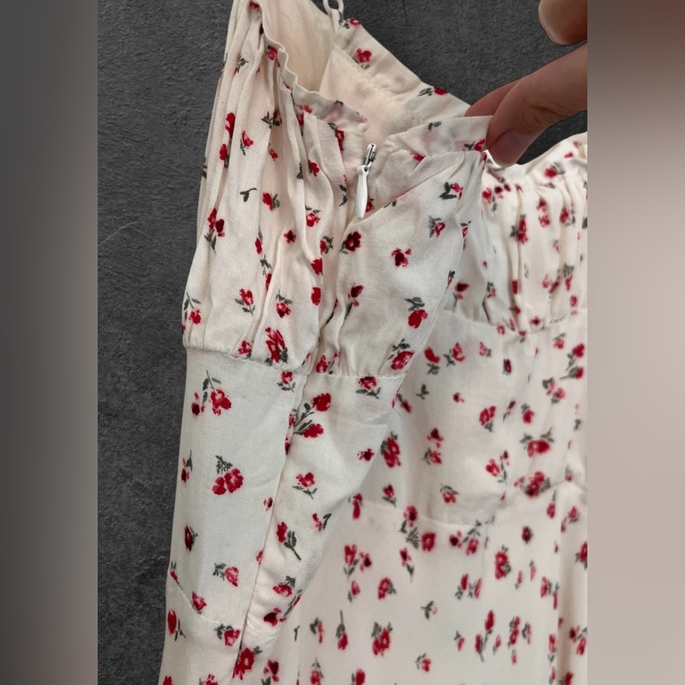 Hello Molly White Red Floral Midi Sun Dress Size L - Picture 10 of 16